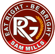 RG Sam Mills logo — 'Eat Right Be Bright' client of Ontime Haulers